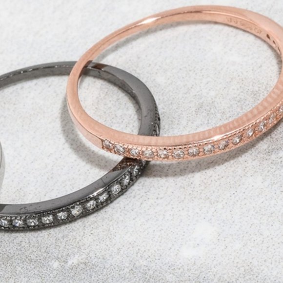 Dainty CZ Crystal Paved Stackable Multi Plated 925 SS Set-of-3 - Picture 3 of 6